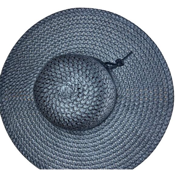 Retro Style Floppy Woven Wide Brim Sun Hat Black Beach Summer Pool Vintage Glam - Picture 6 of 8
